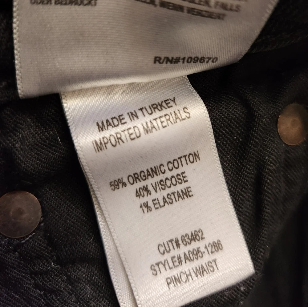 Agolde black/charcoal black organic cotton high-rise straight leg jeans sz 26
